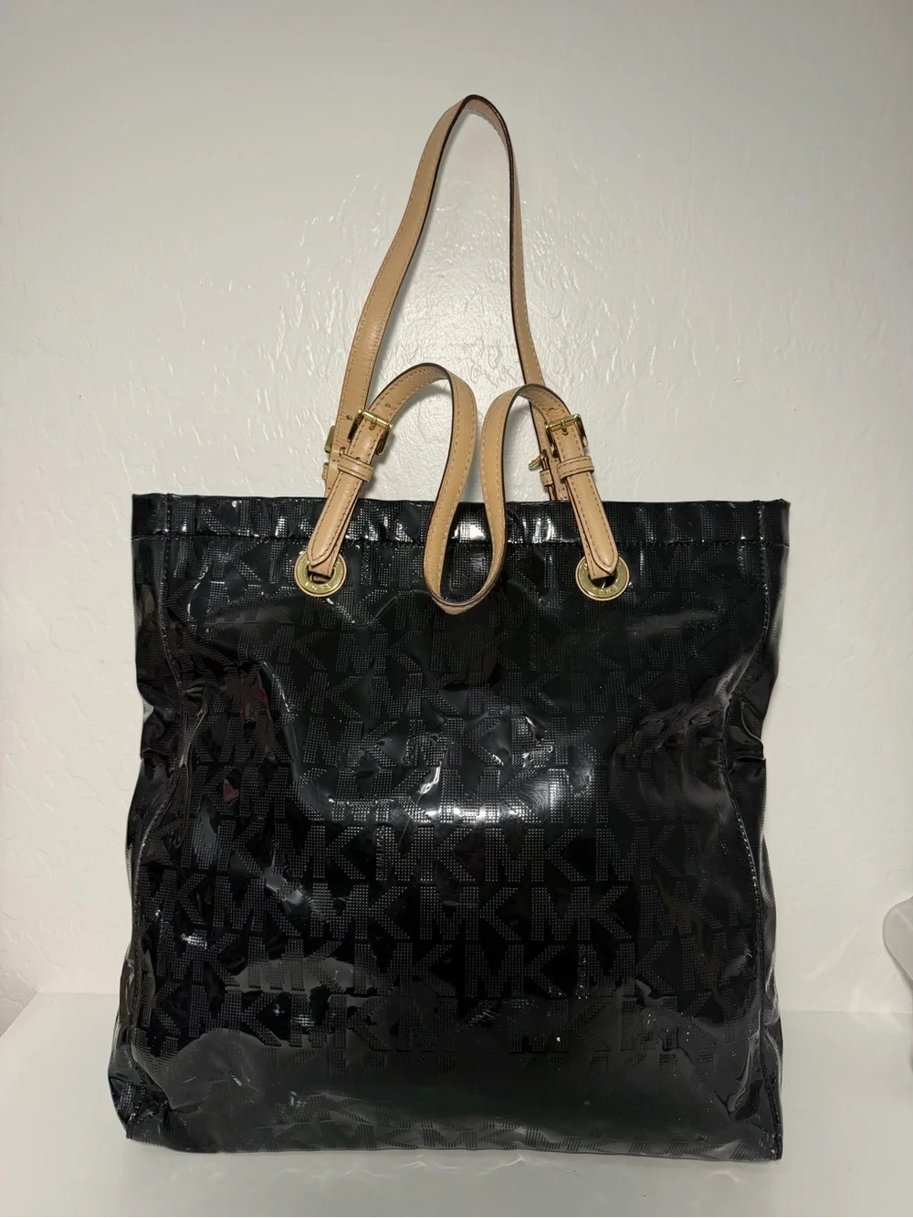 Michael Kors Black Patent Leather Tote Bag